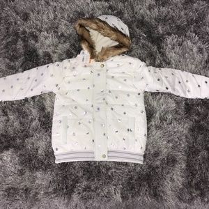 Gymboree white hooded bomber jacket